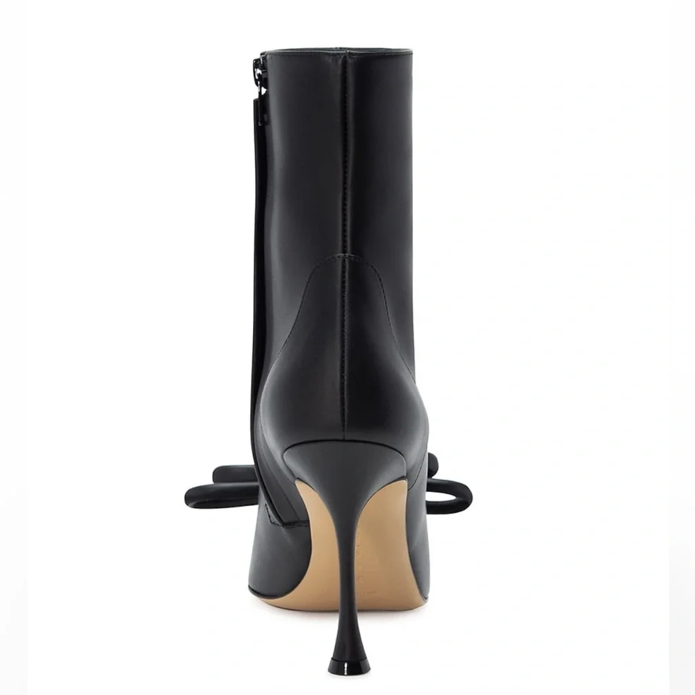 MACH & MACH Double Bow Leather Ankle Boots - Picture 3 of 4